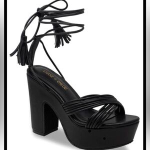 Chase + Chloe Black Strappy Platform Heels